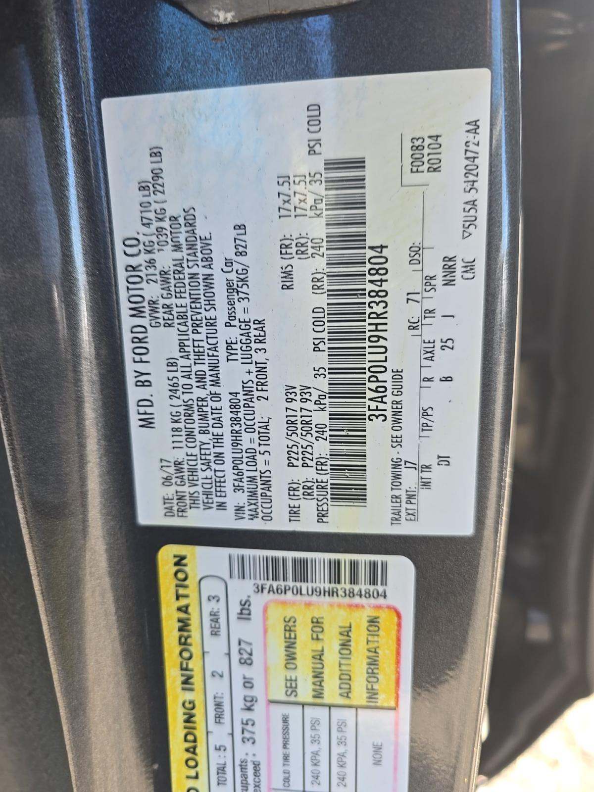 2017 Ford Fusion Hybrid SE FWD