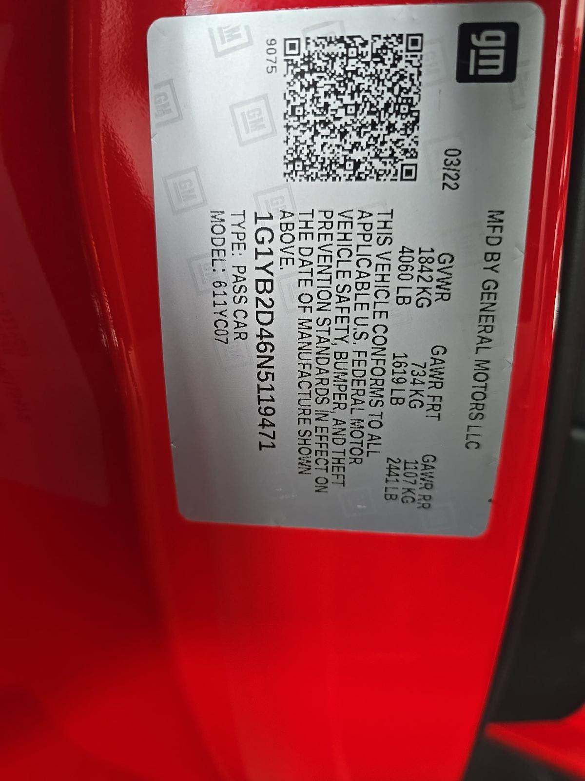 2022 Chevrolet Corvette Stingray RWD