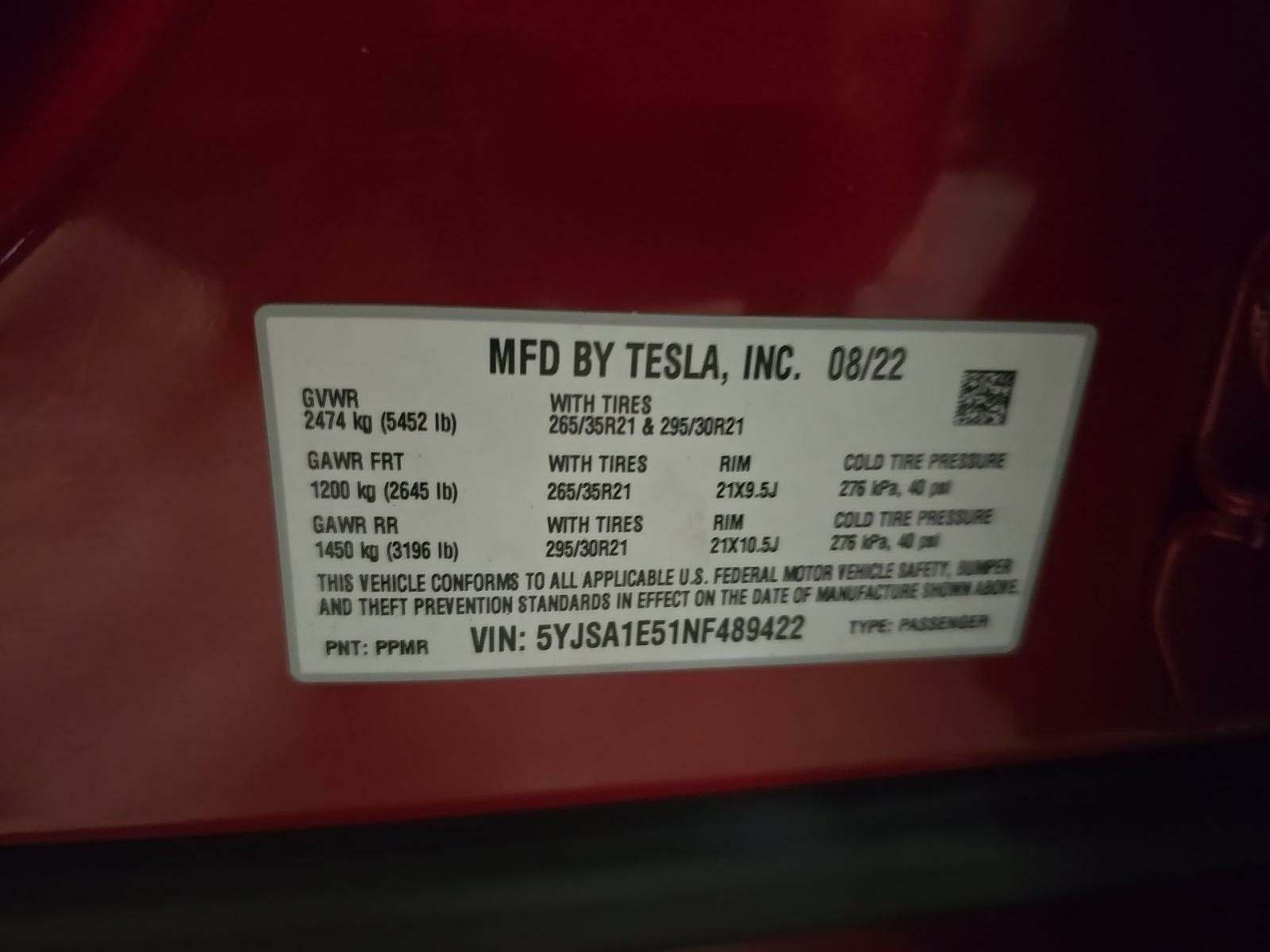 2022 Tesla Model S Base AWD