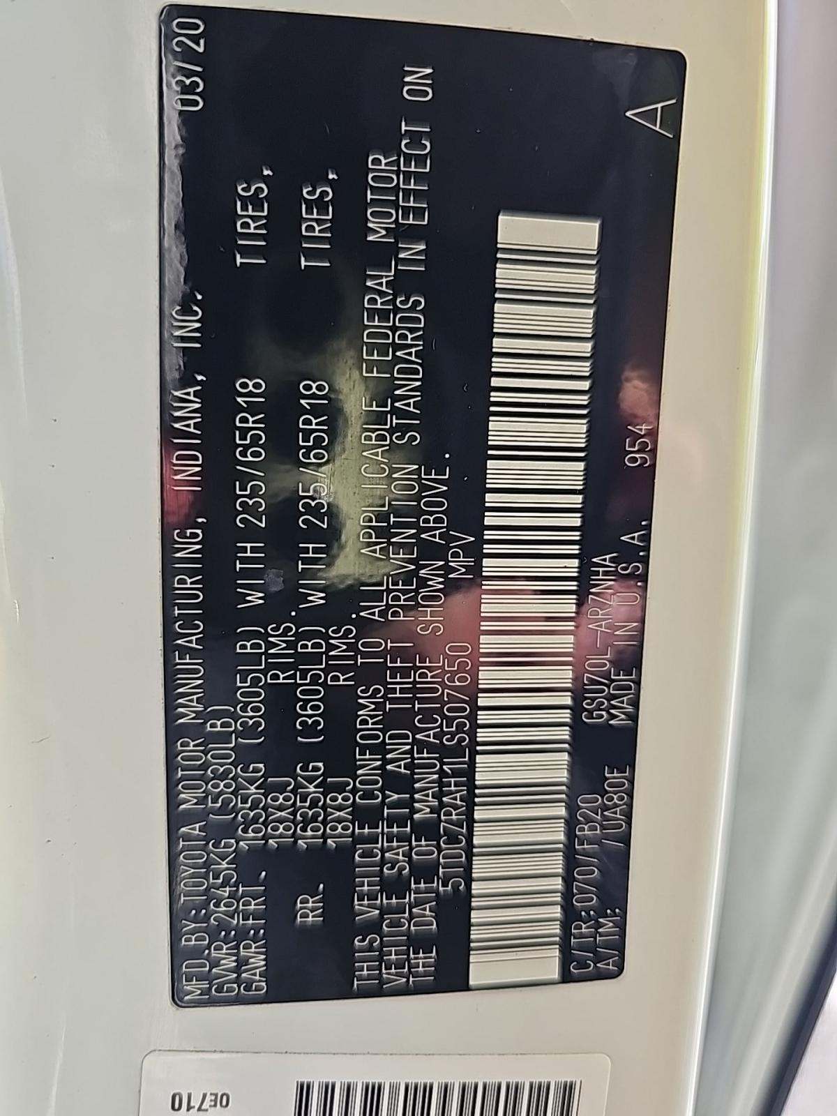 2020 Toyota Highlander L FWD