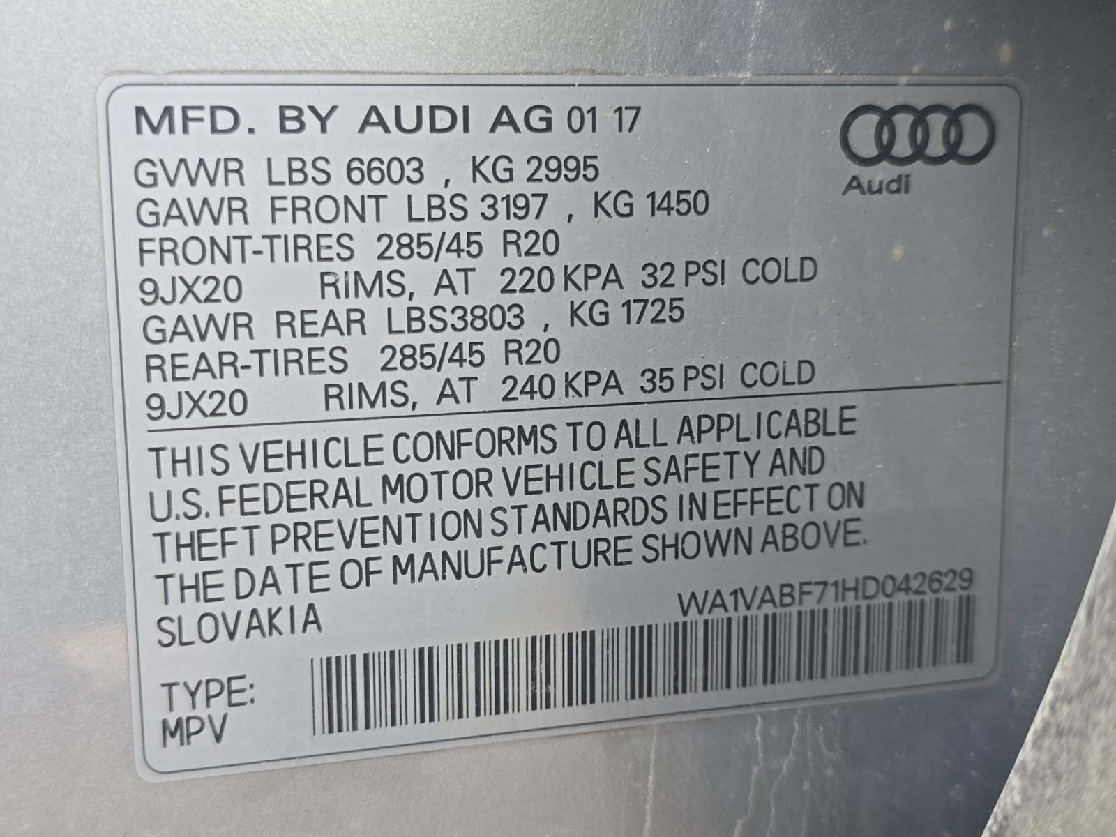 2017 Audi Q7 3.0T Prestige AWD