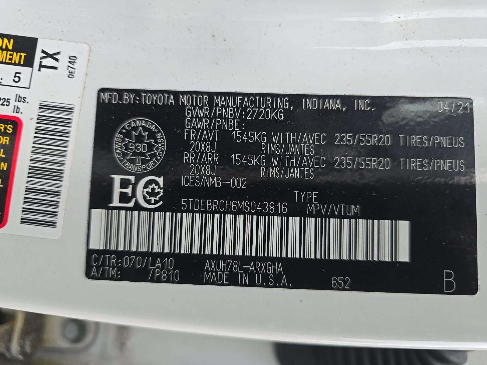 2021 Toyota Highlander Hybrid Platinum AWD