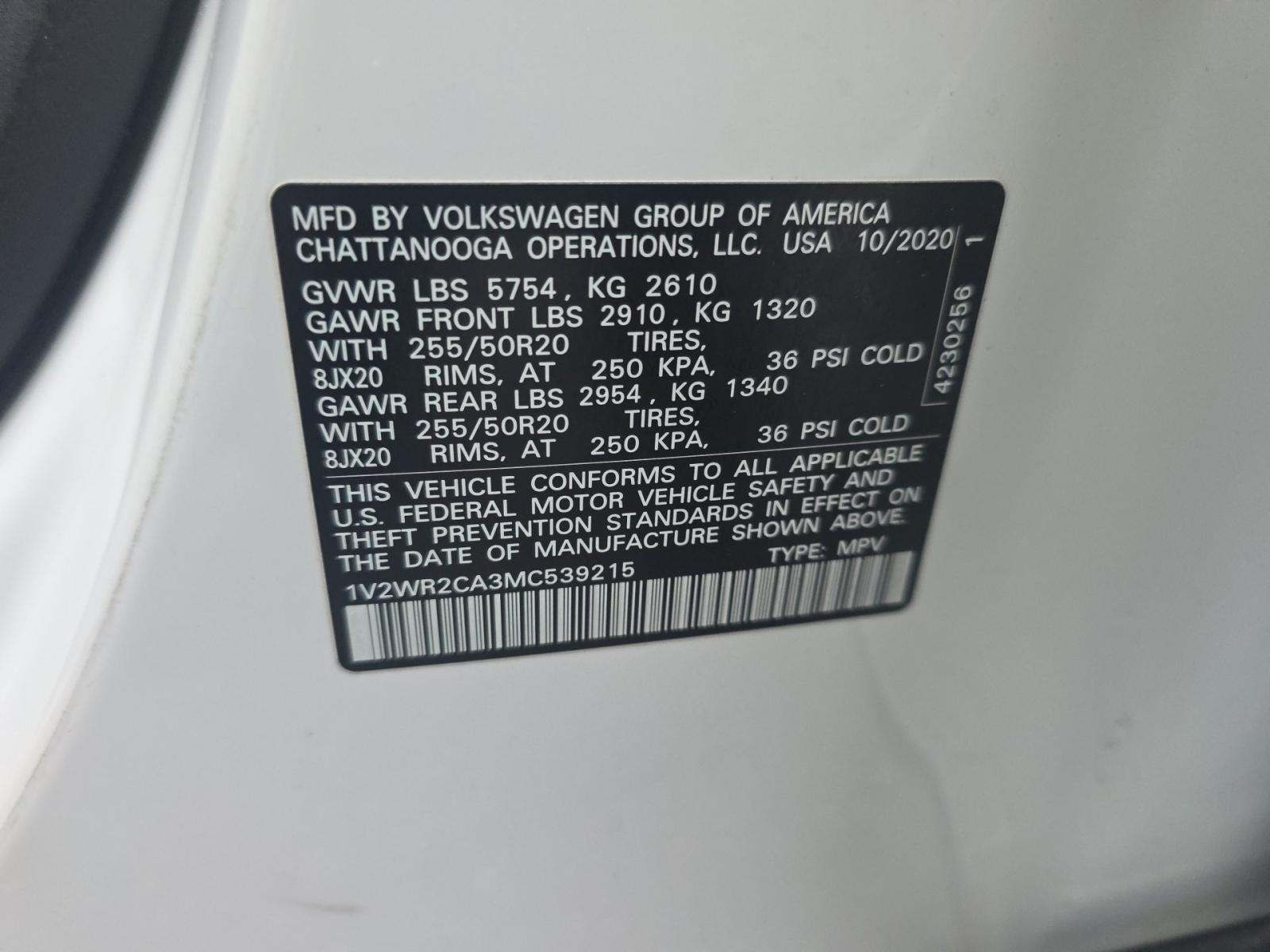 2021 Volkswagen Atlas 3.6L SE FWD