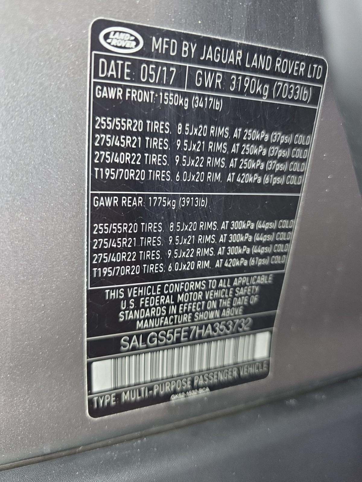 2017 Land Rover Range Rover Supercharged LWB AWD