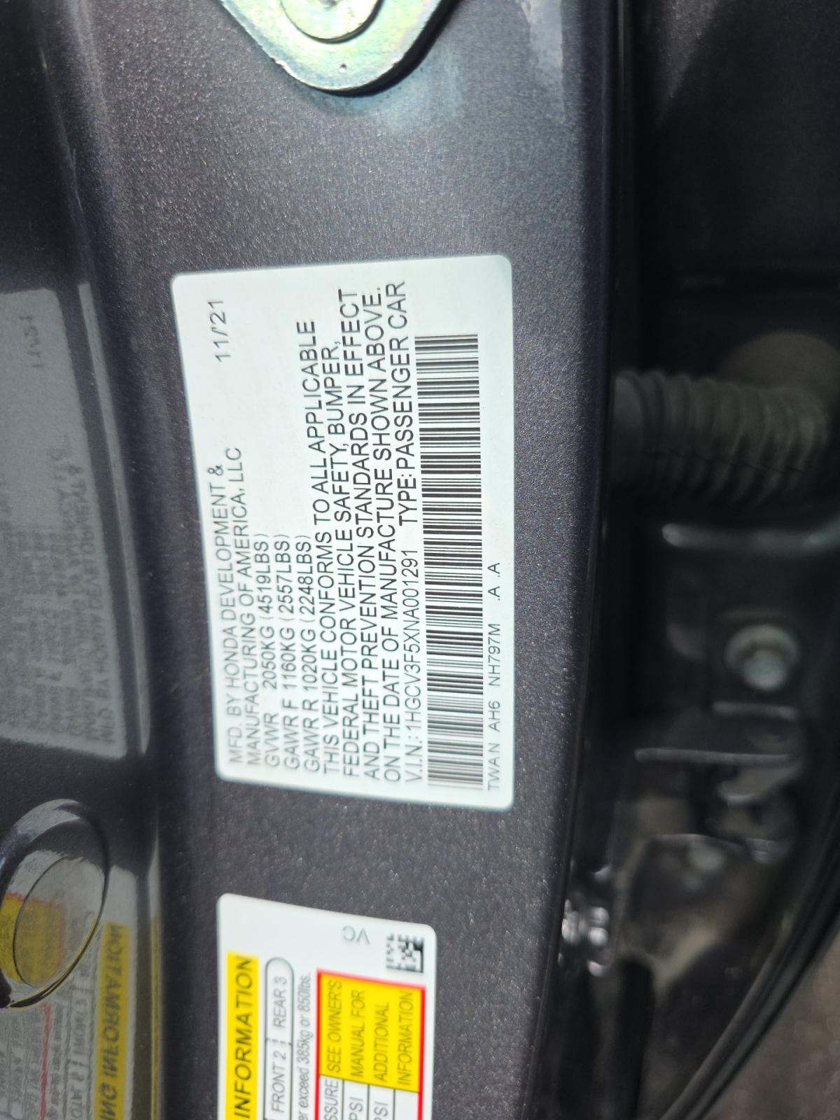 2022 Honda Accord Hybrid EX-L FWD