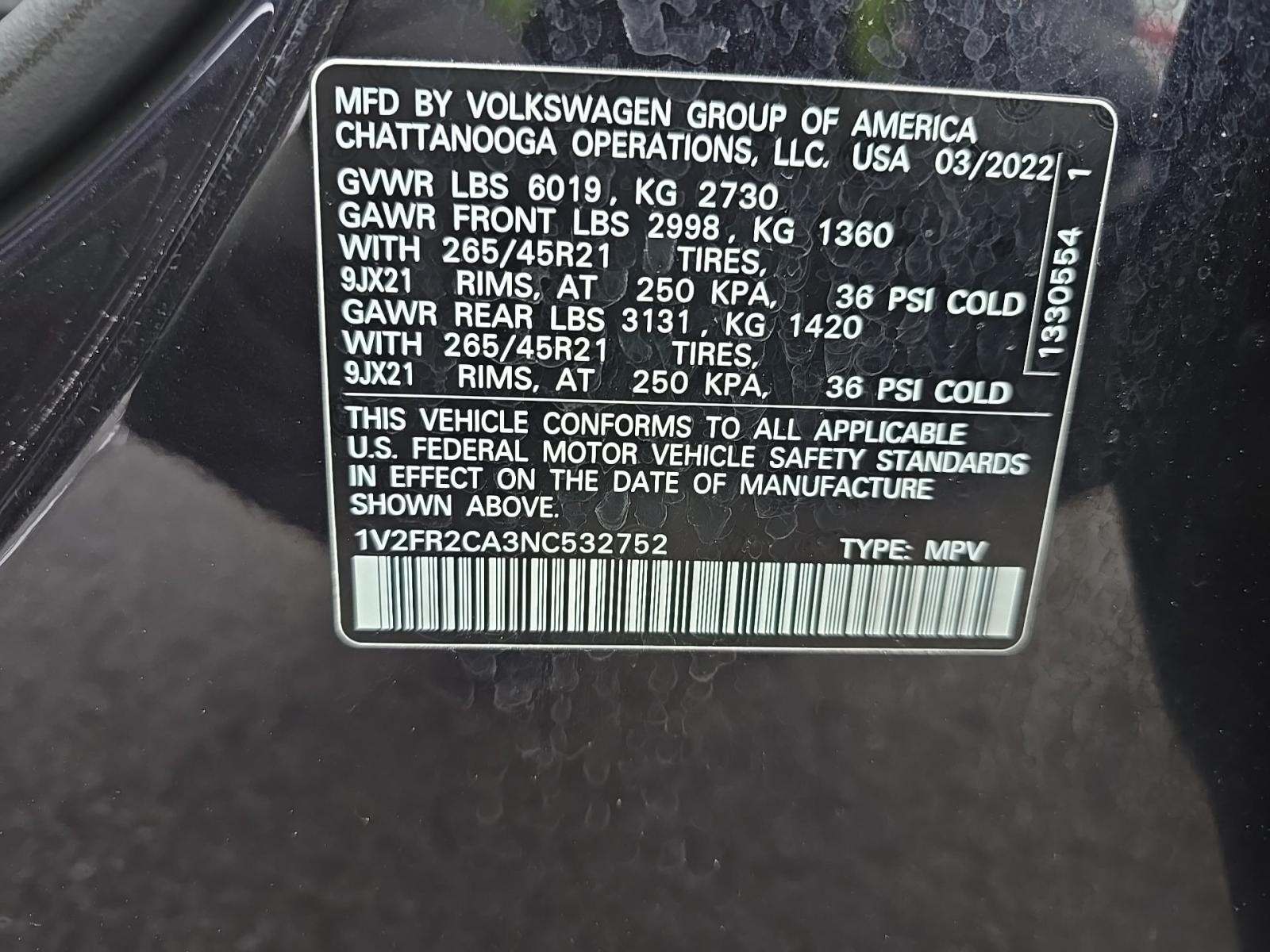 2022 Volkswagen Atlas 3.6L SEL Premium R-Line AWD