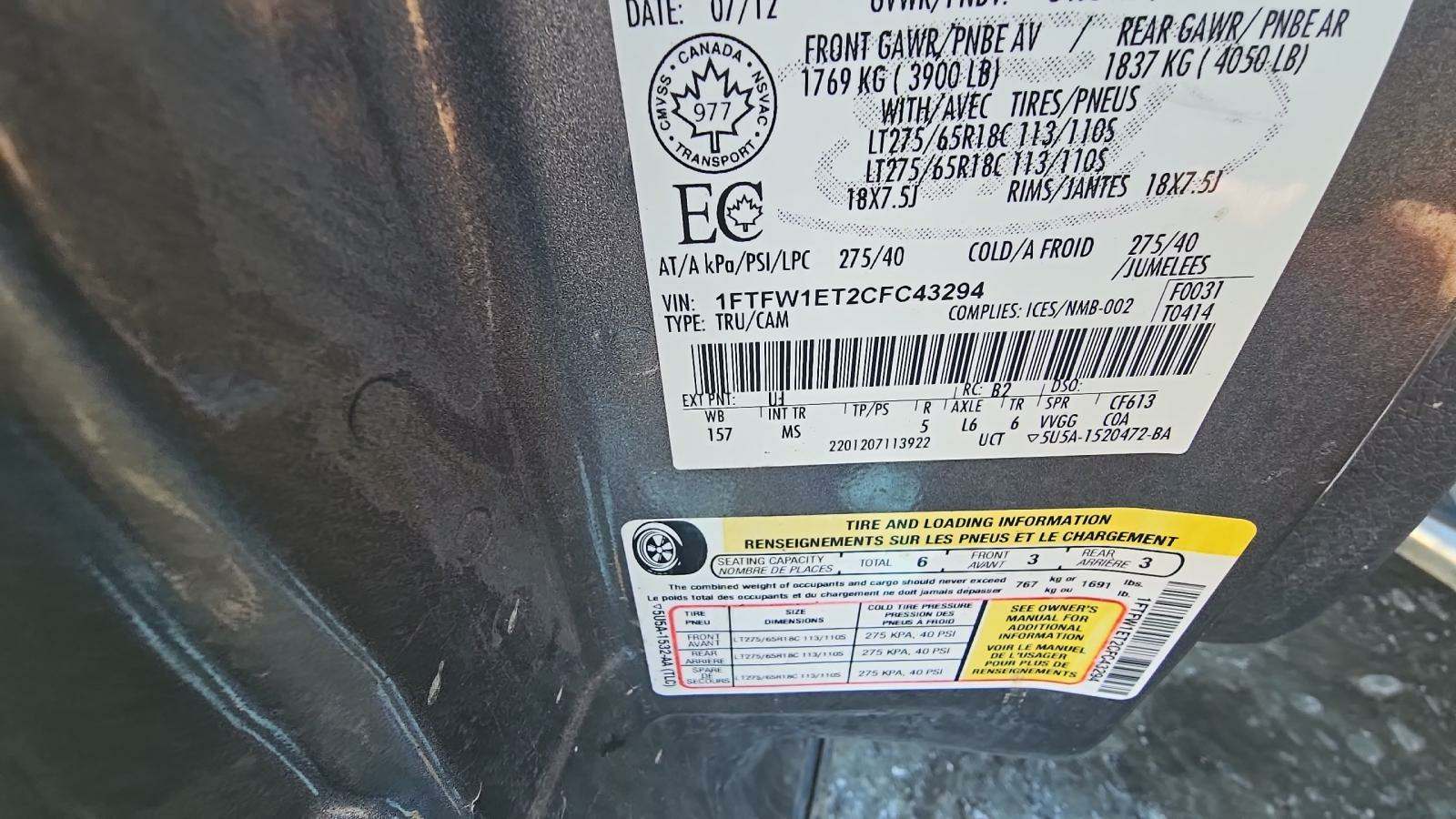 2012 Ford F-150 XLT AWD