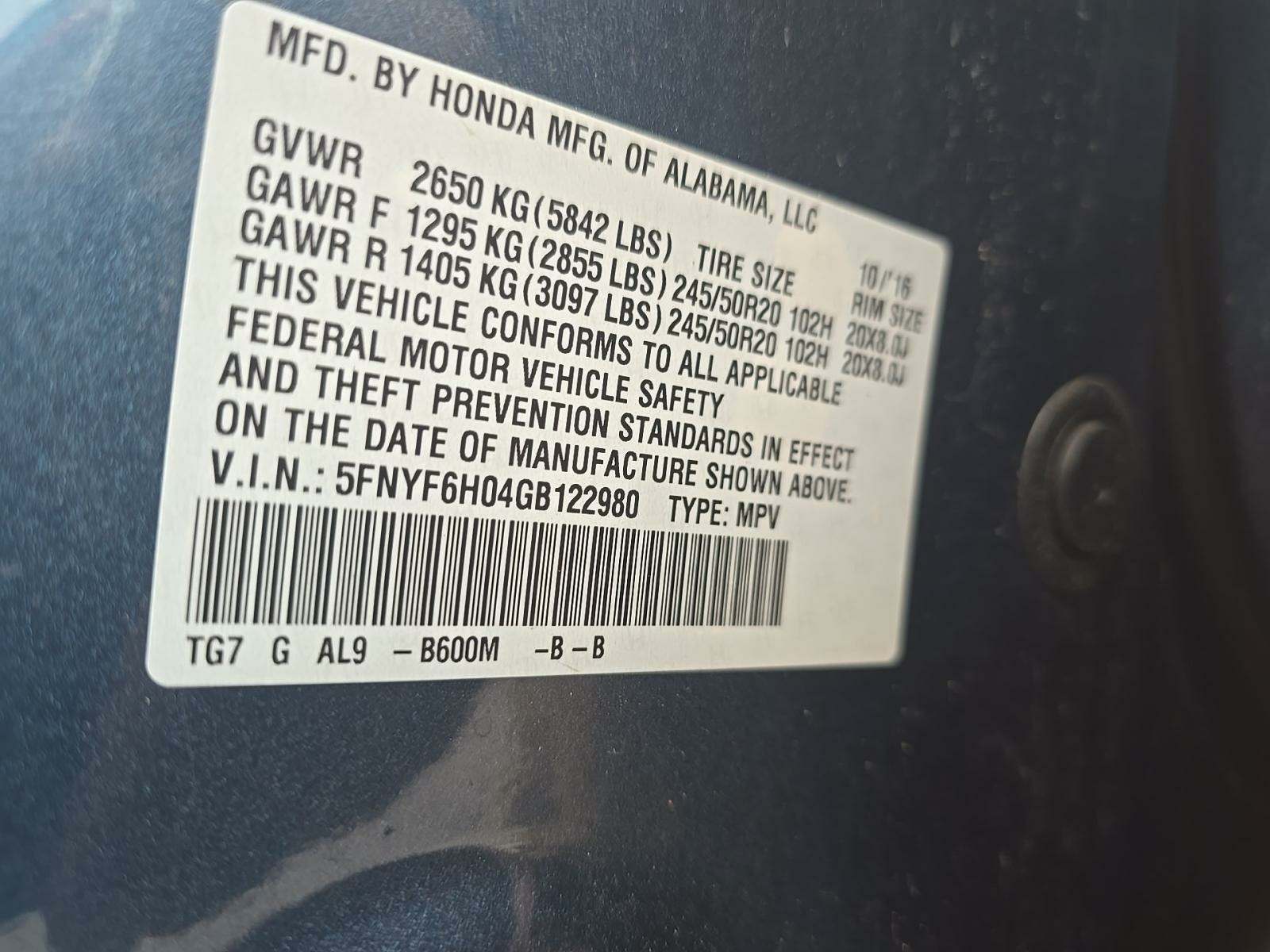 2016 Honda Pilot Elite AWD