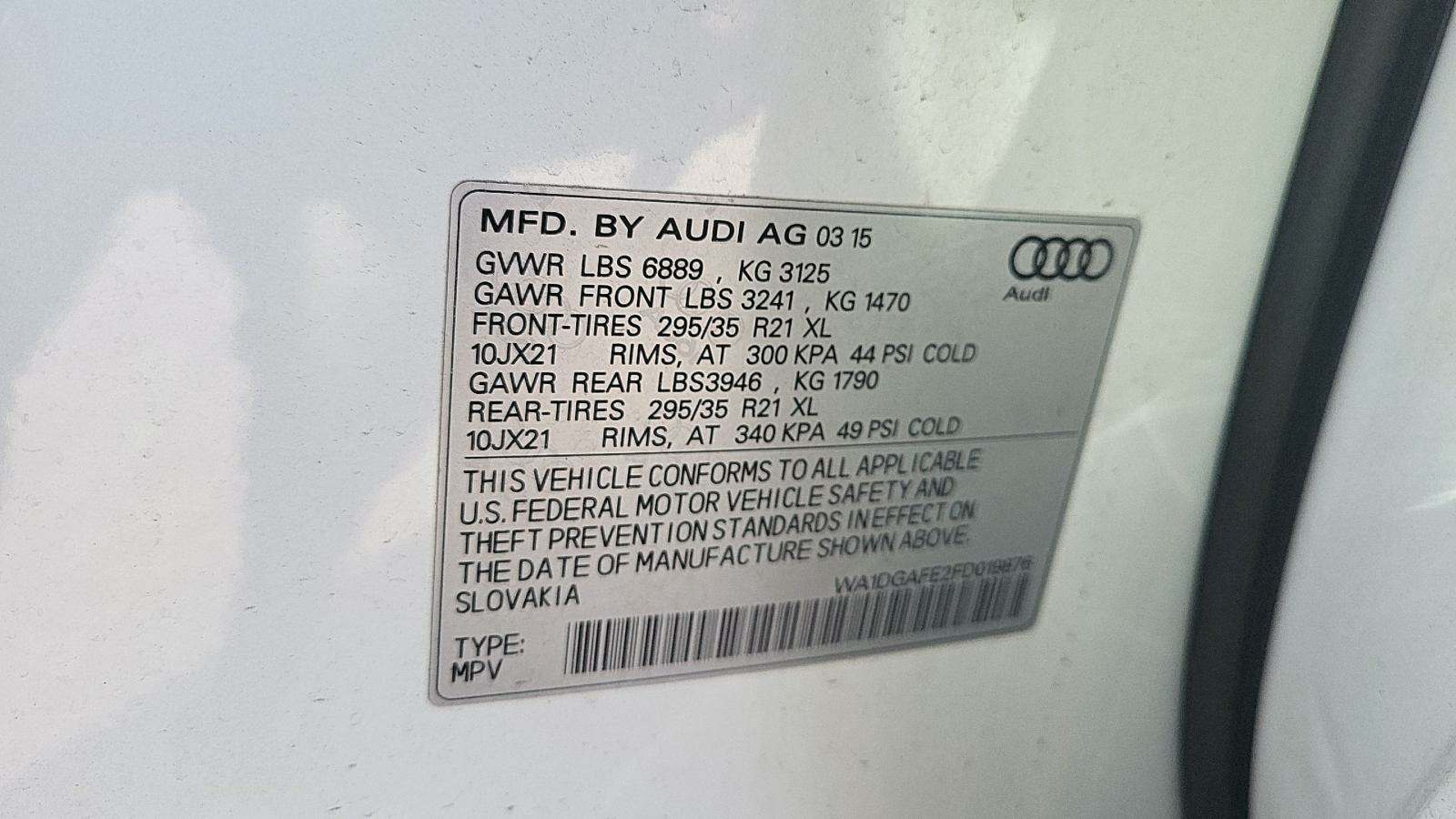 2015 Audi Q7 3.0T S line Prestige AWD