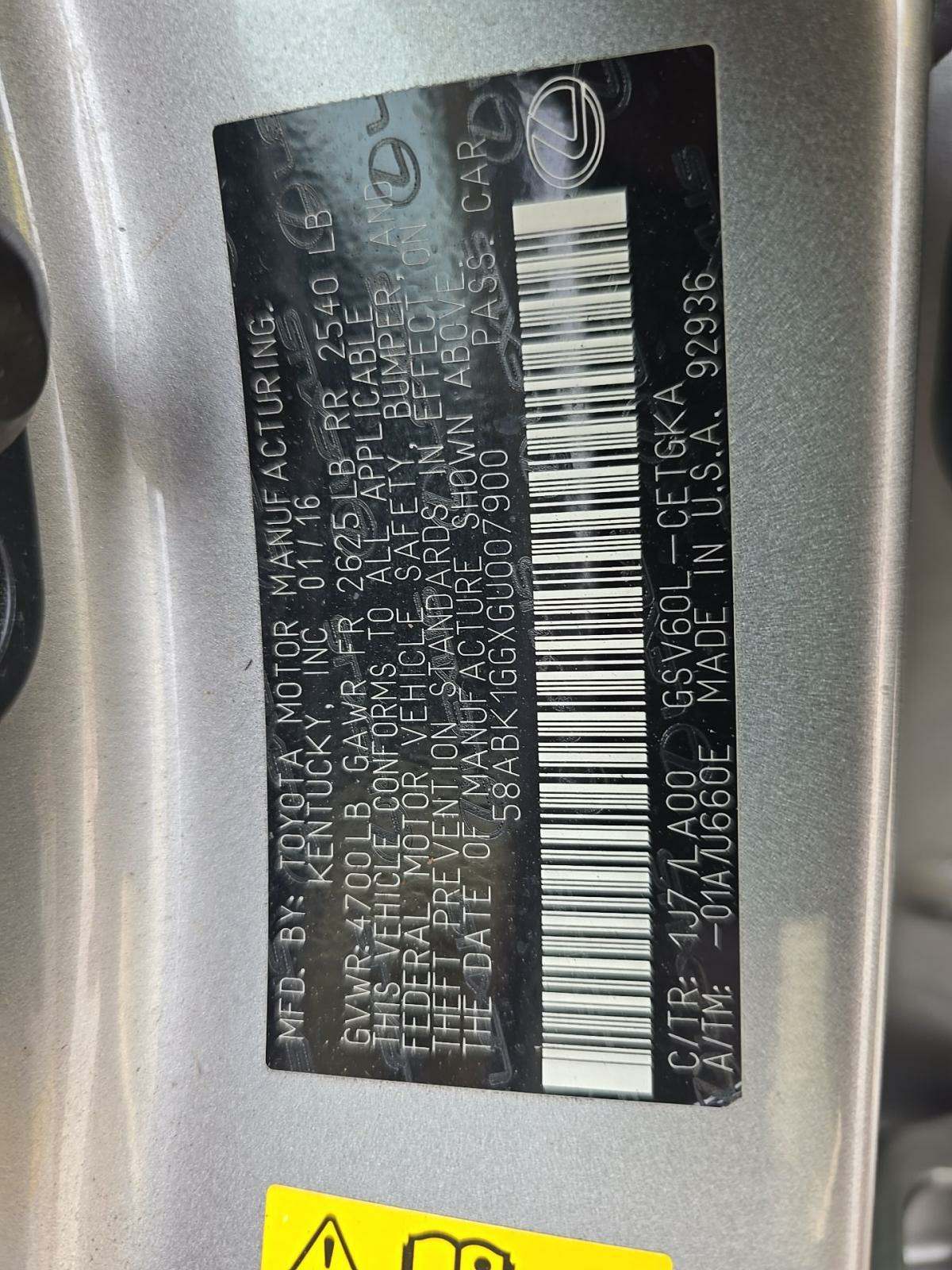 2016 Lexus ES ES 350 FWD