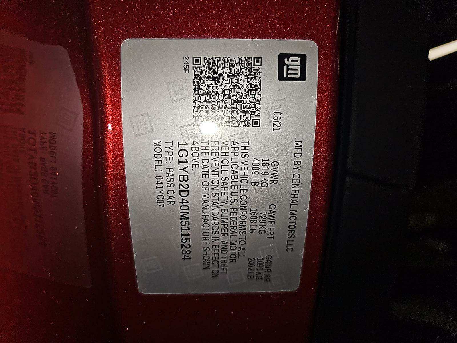 2021 Chevrolet Corvette Stingray RWD