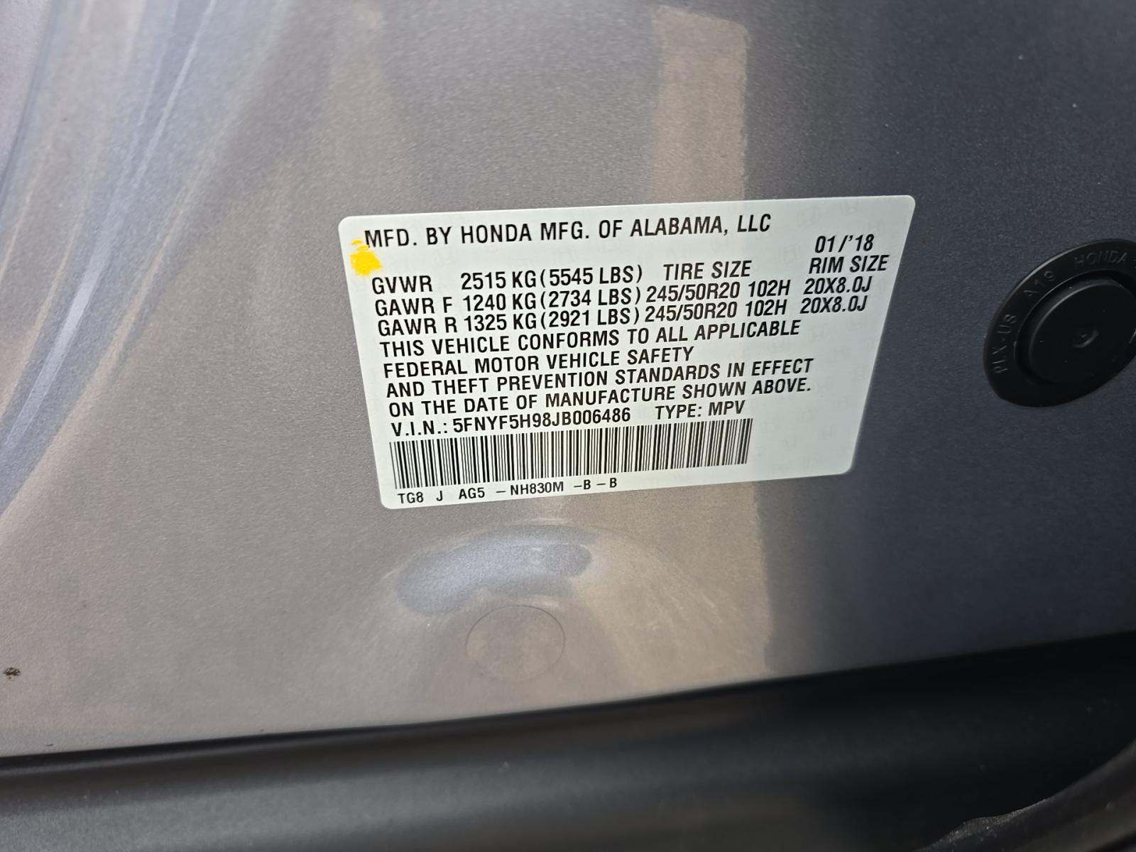 2018 Honda Pilot Touring FWD