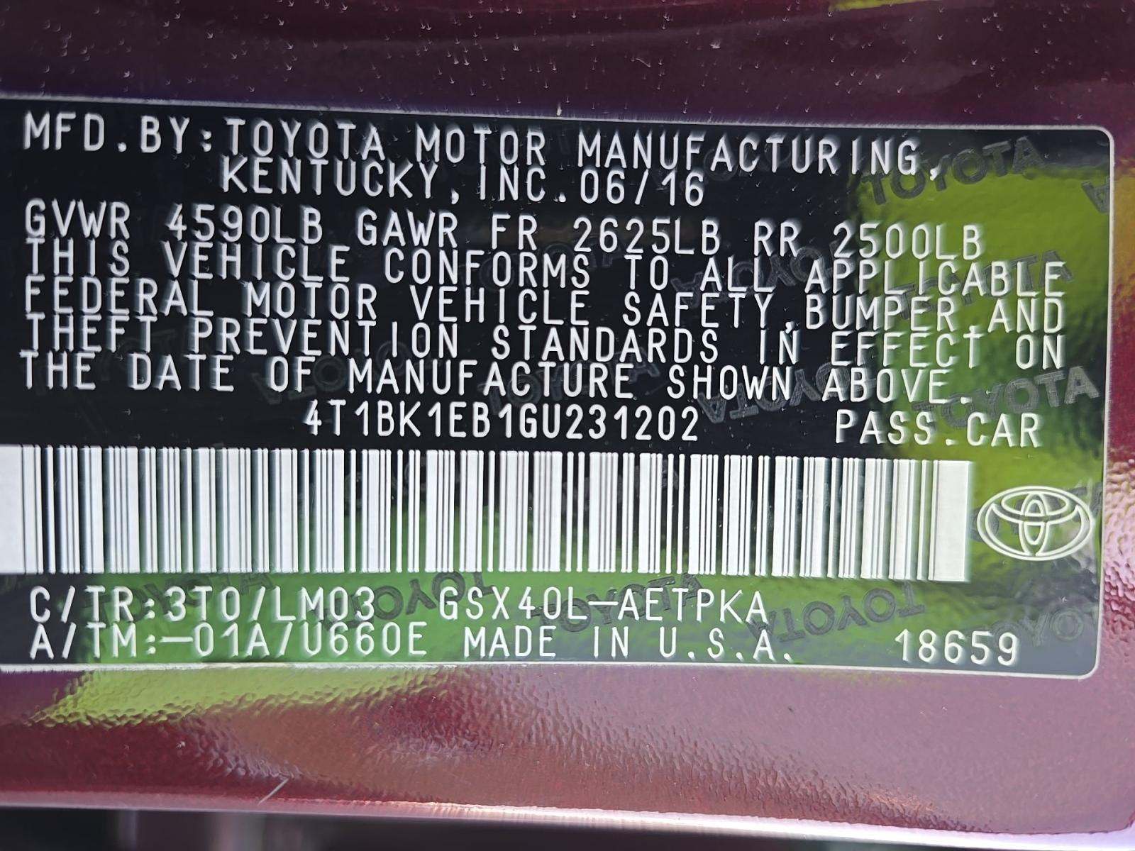 2016 Toyota Avalon Limited FWD