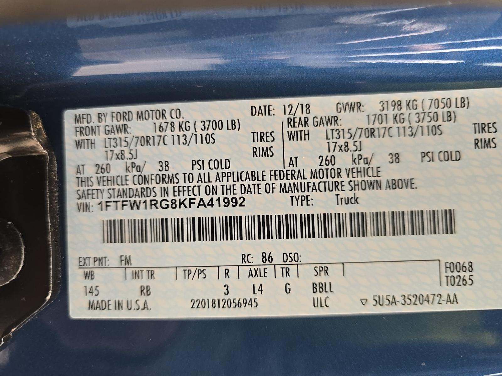 2019 Ford F-150 Raptor AWD