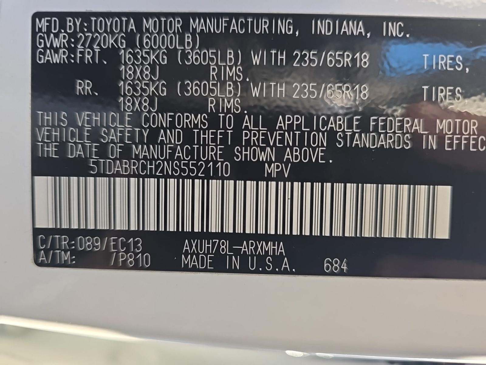 2022 Toyota Highlander Hybrid Bronze Edition AWD