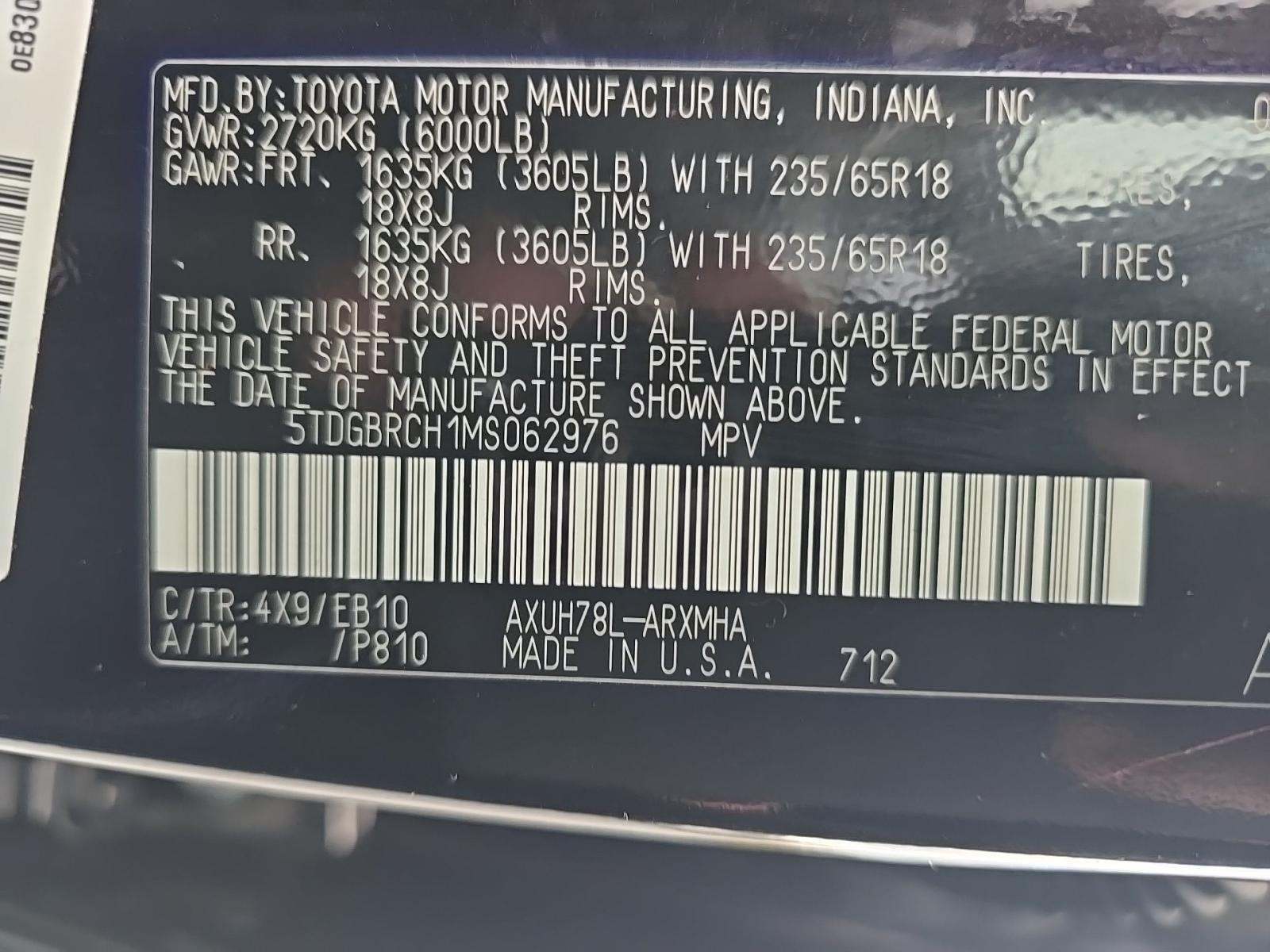 2021 Toyota Highlander Hybrid XLE AWD