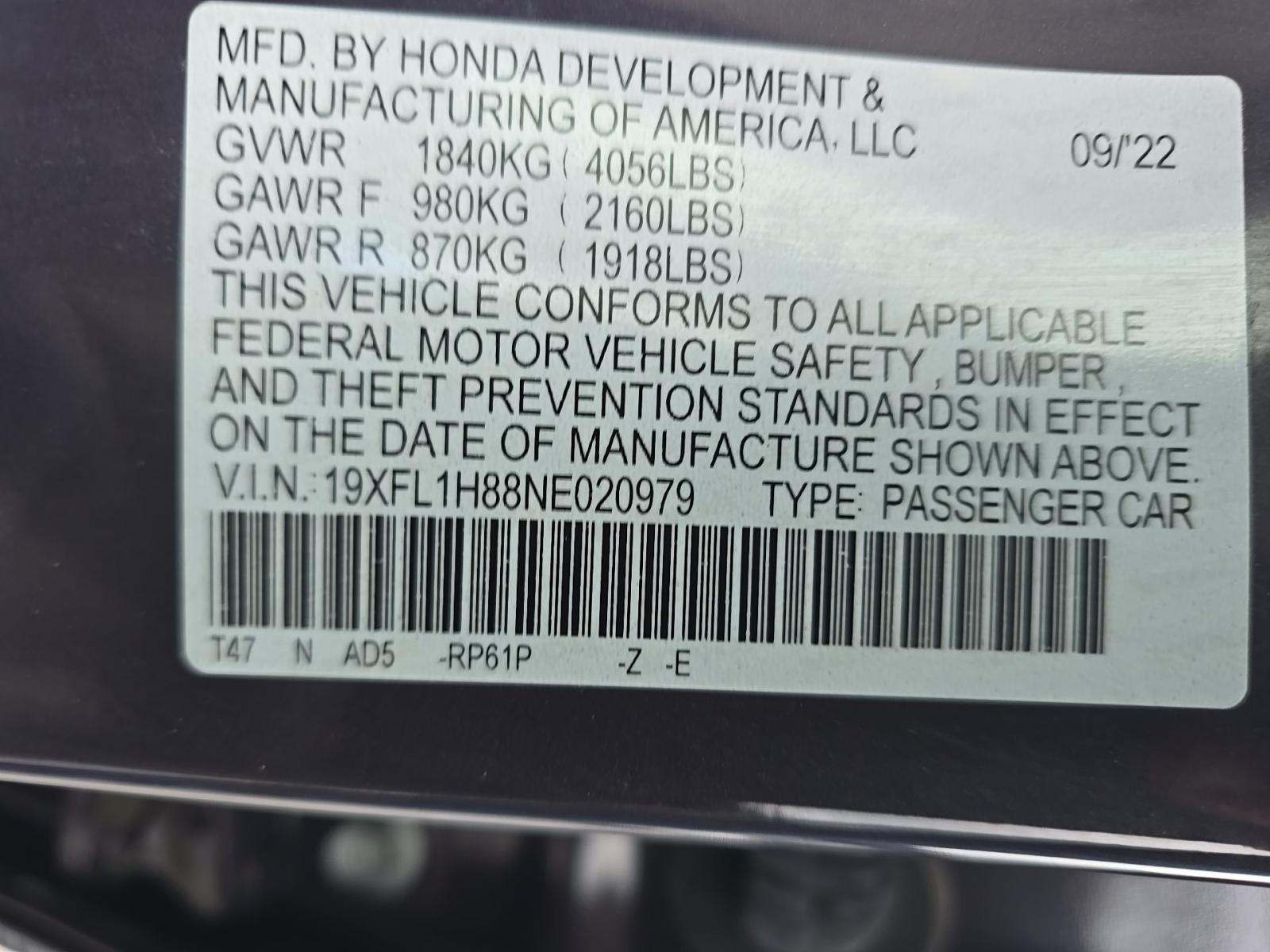 2022 Honda Civic Sport Touring FWD