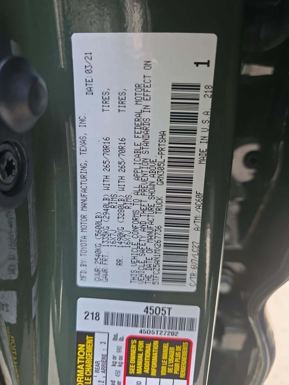 2021 Toyota Tacoma TRD Off-Road AWD