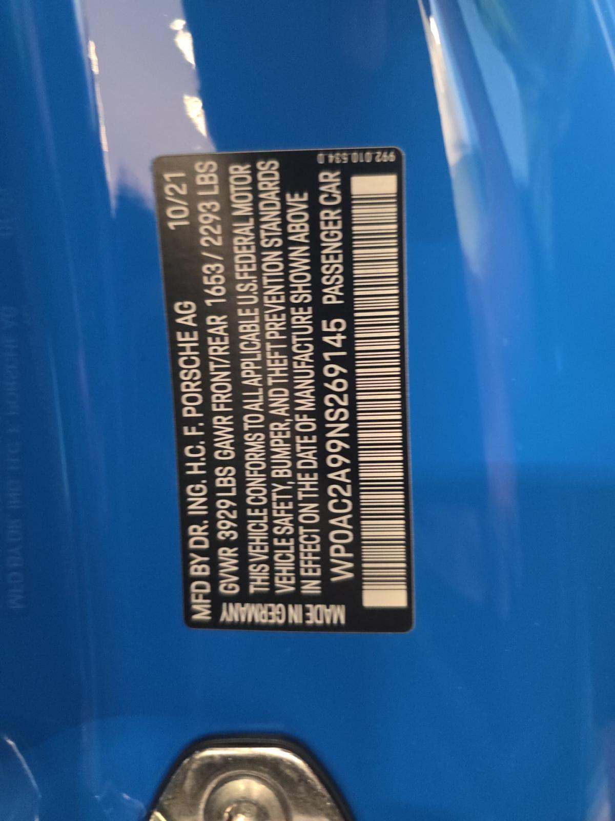 2022 Porsche 911 GT3 RWD