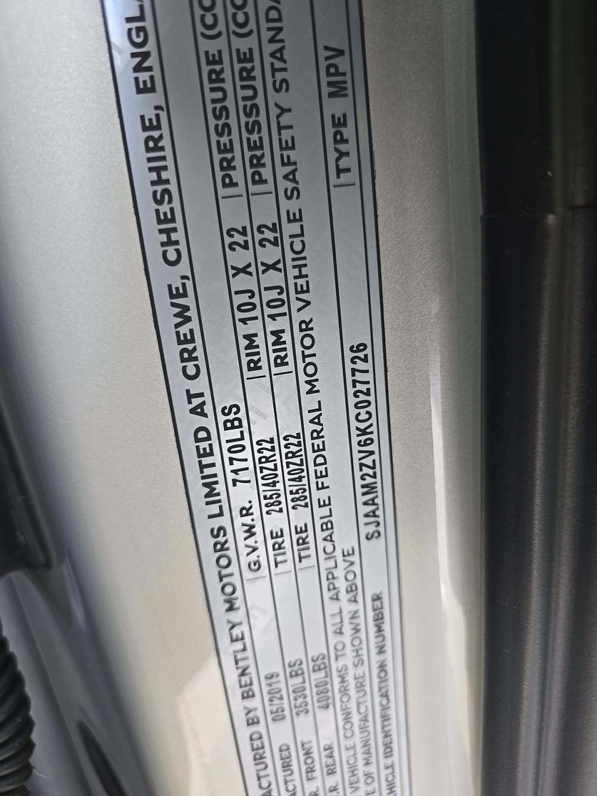 2019 Bentley Bentayga V8 AWD