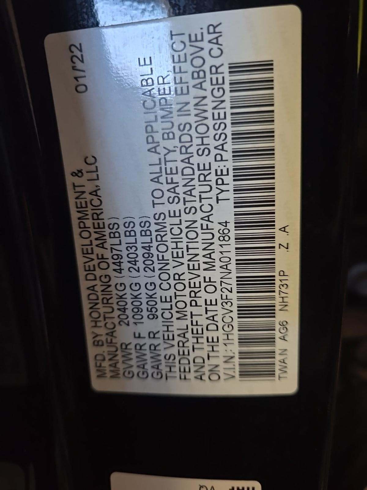 2022 Honda Accord Hybrid Sport FWD