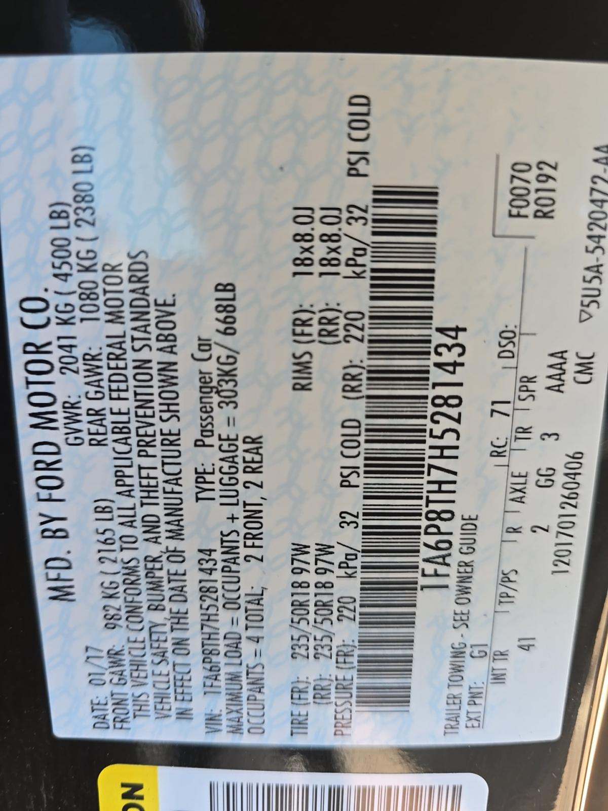 2017 Ford Mustang EcoBoost Premium RWD