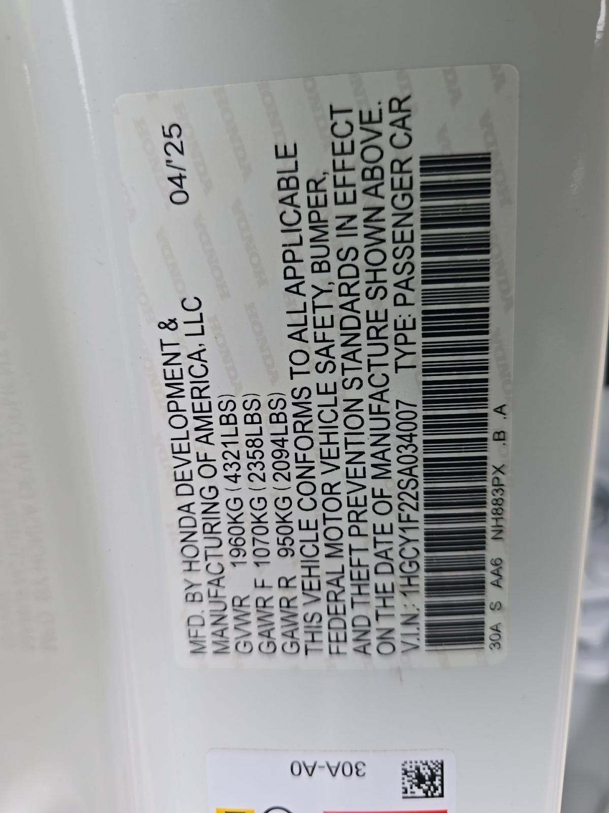 2025 Honda Accord LX FWD