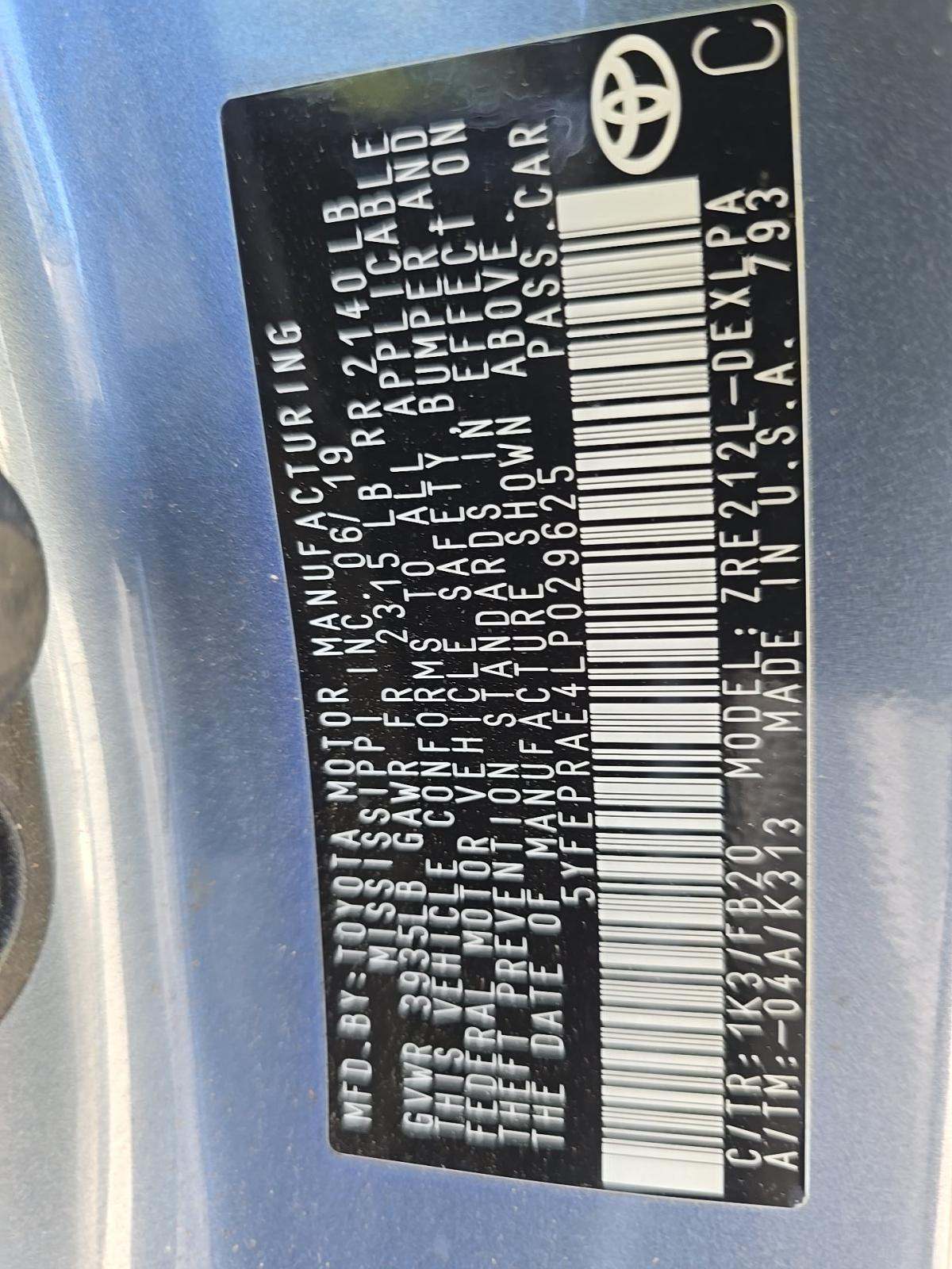 2020 Toyota Corolla LE FWD