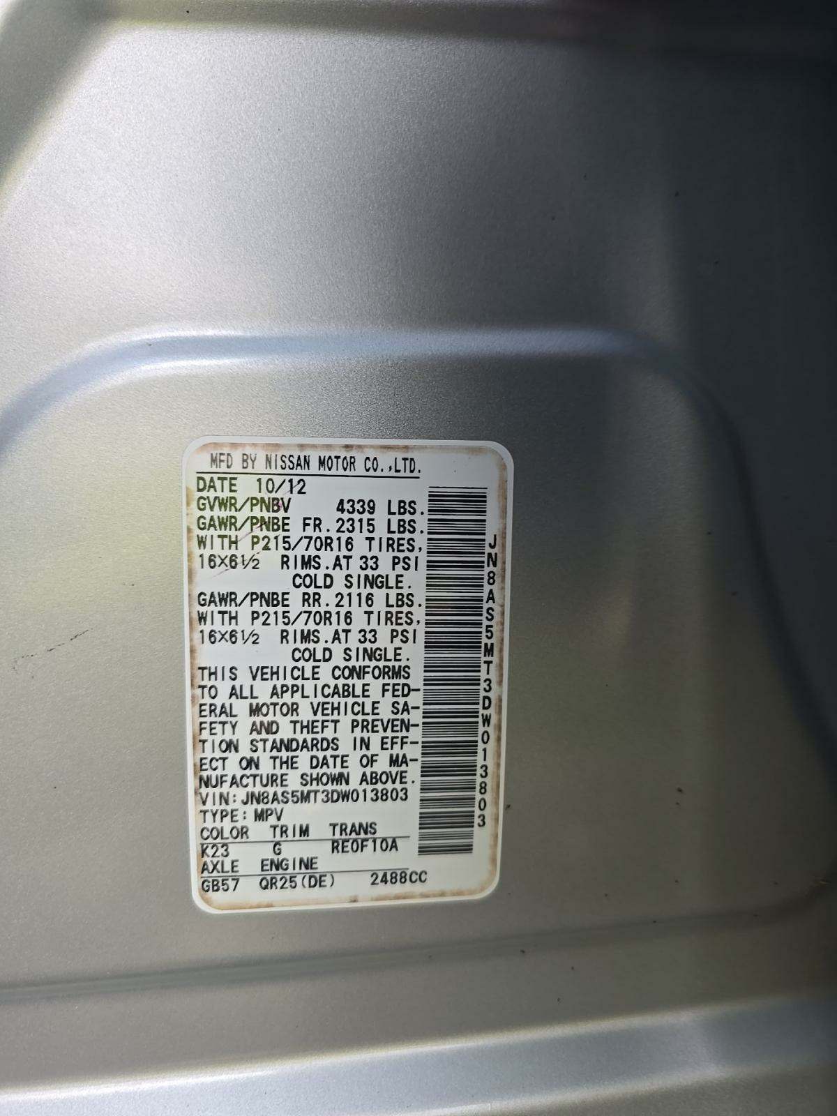 2013 Nissan Rogue S FWD