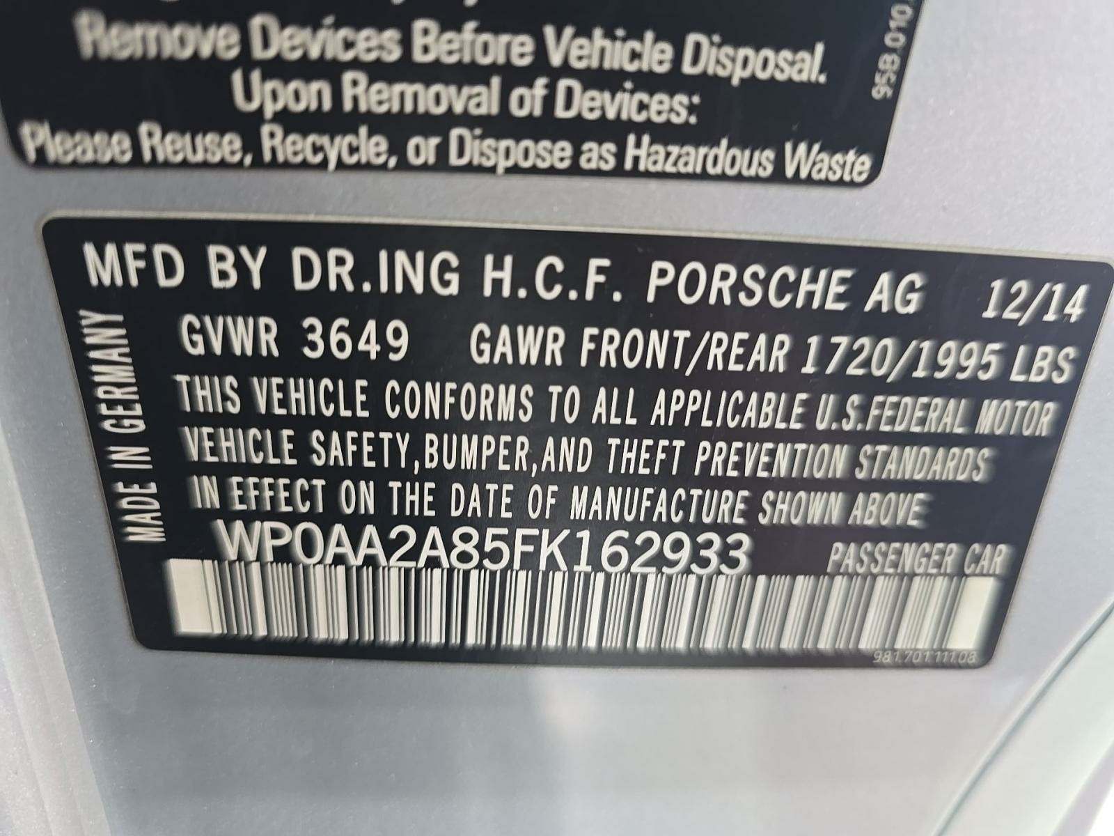 2015 Porsche Cayman Base RWD