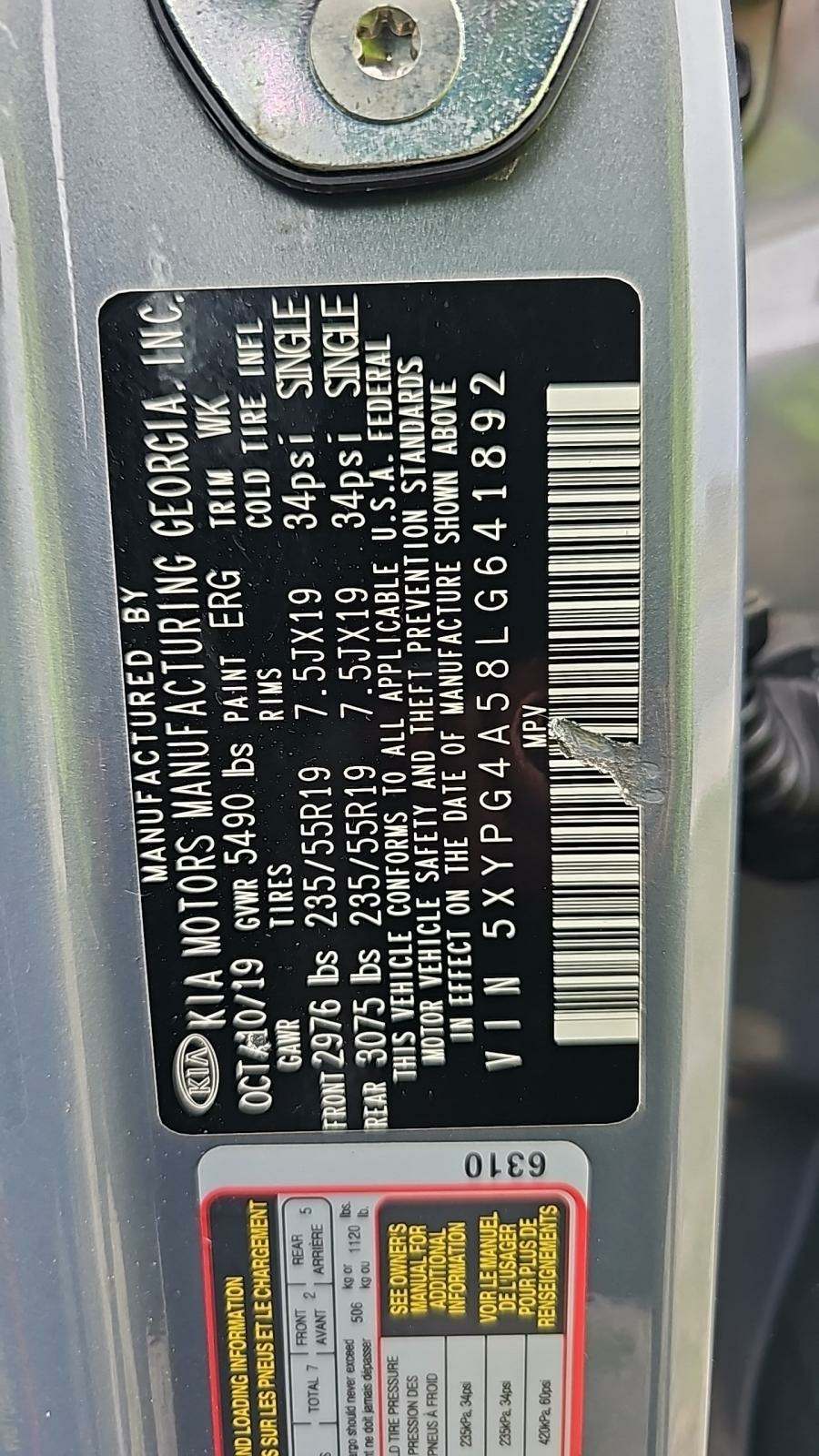 2020 Kia Sorento S V6 FWD