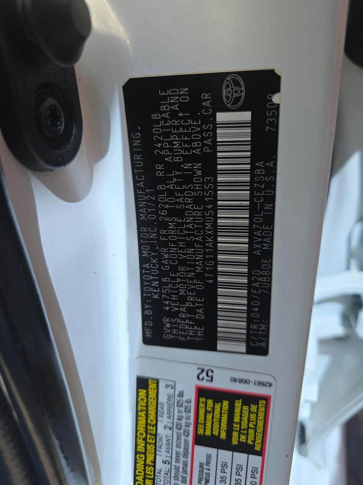 2021 Toyota Camry SE FWD